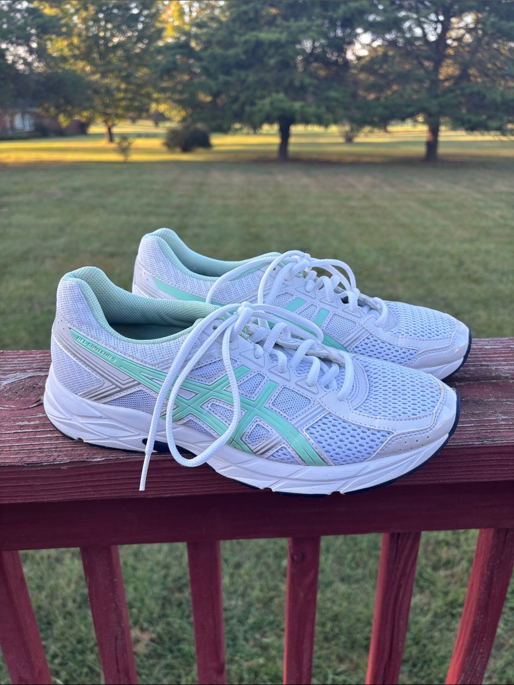 ASICS Women's White Sneakers with Mint Accents